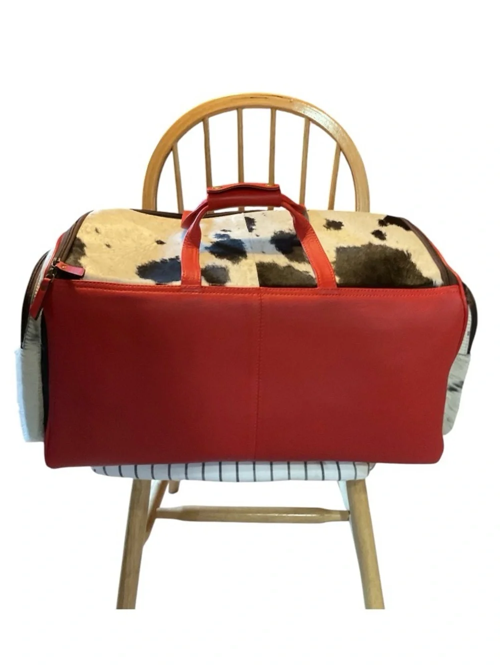 Western Linens XL Genuine Leather & Cowhide Duffel Bag NWT